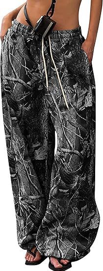 Women's Waist Tight Camouflage Printed Wide-leg Pants